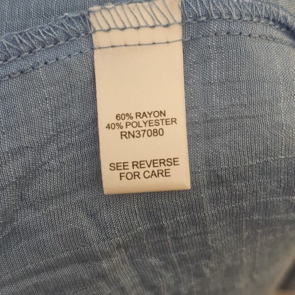 NwoT Light Blue Embroidered Blouse Sz XL Balloon Sleeves Boho Coastal Country - Picture 3 of 4